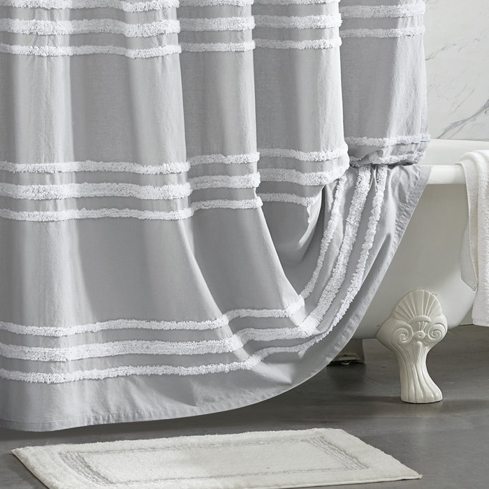 DKNY Chenille Stripe 100 Cotton Striped Shower Curtain & Reviews Wayfair